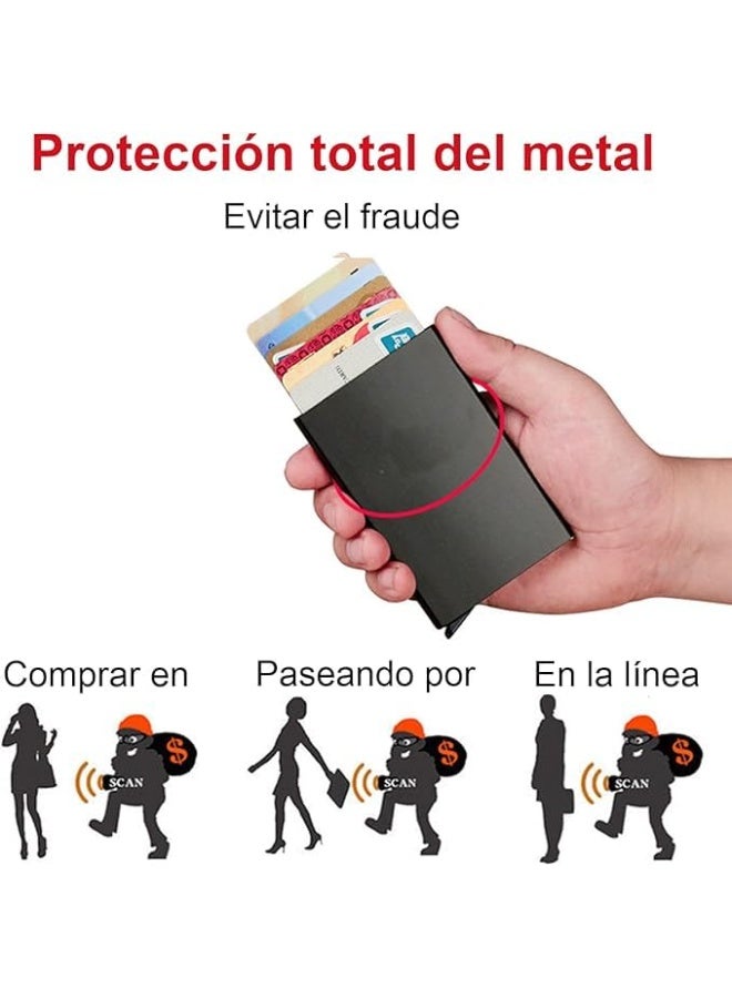 Card Holder, Men Credit Card Holder, Slim Card Case Front Pocket Anti-theft-RFID Auto Pop up Travel Thin Wallets for Men, Carbon Fiber Black( Hold 12-14 Cards), Minimalist